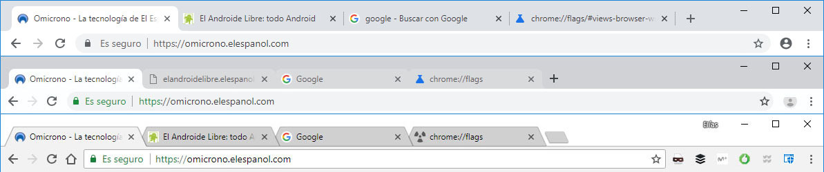 nuevo diseño google chrome canary por defecto