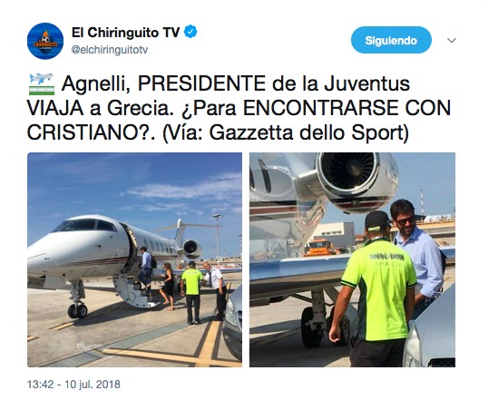 El presidente de la Juve se reunió con Cristiano en Grecia