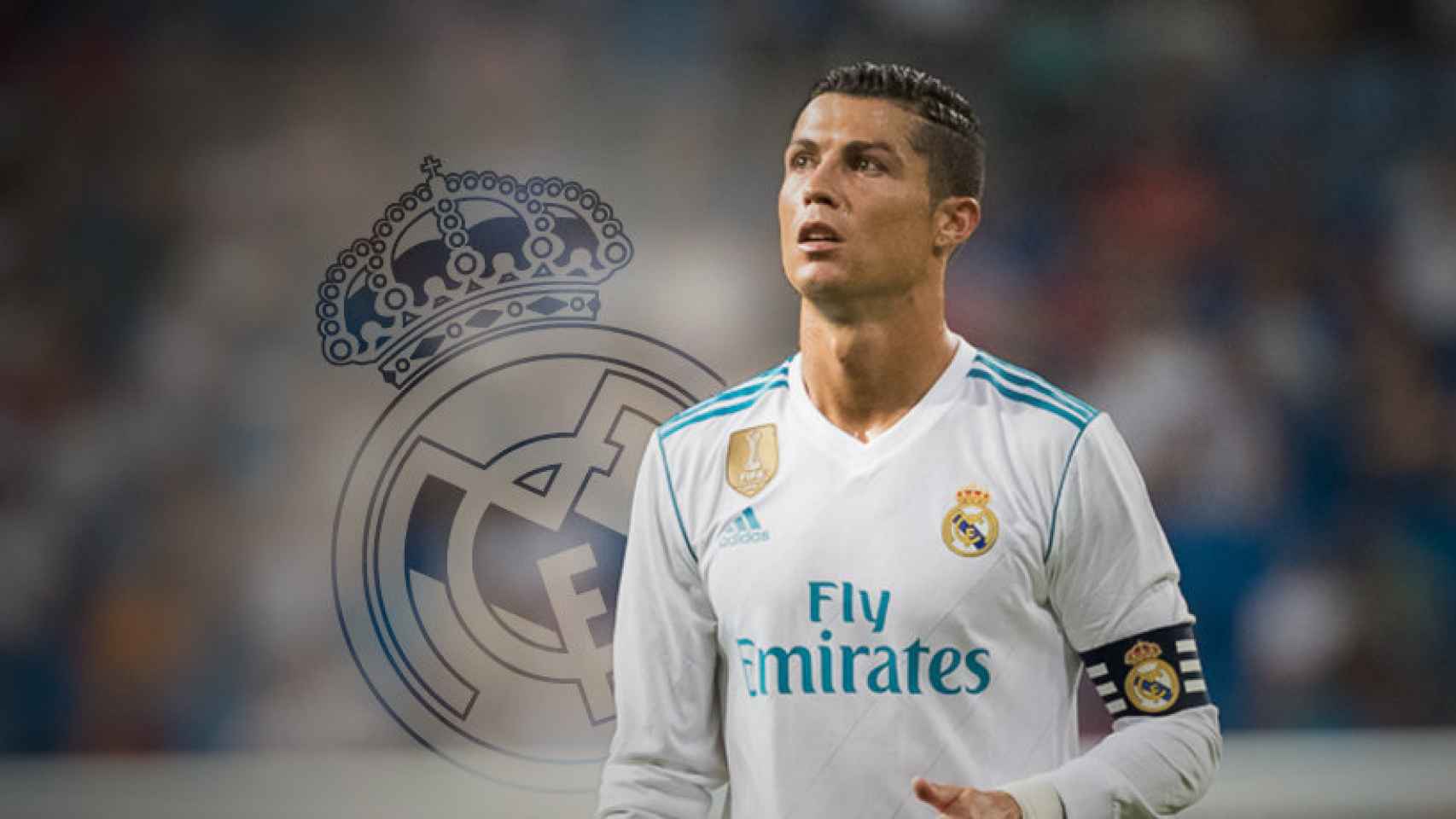 Cristiano Ronaldo y el escudo del Real Madrid en un fotomontaje