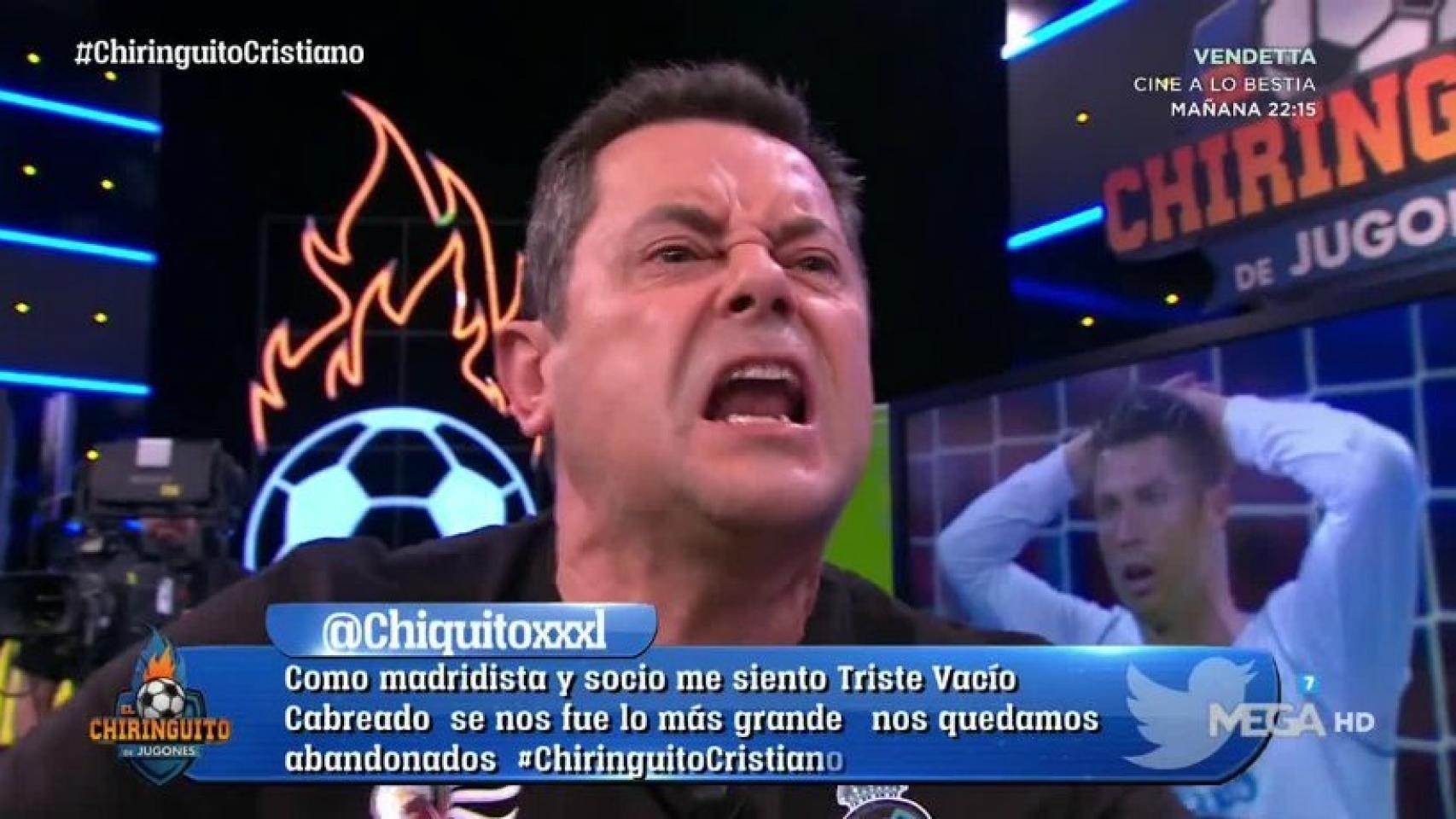 Tomás Roncero explota en El Chiringuito. Foto: Twitter (@elchiringuitotv)