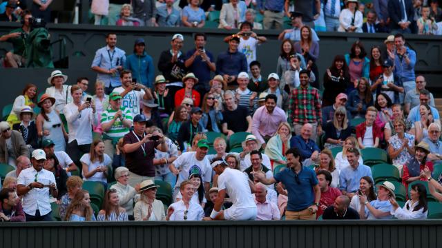 Nadal, en su partido ante del Potro en los cuartos de Wimbledon.