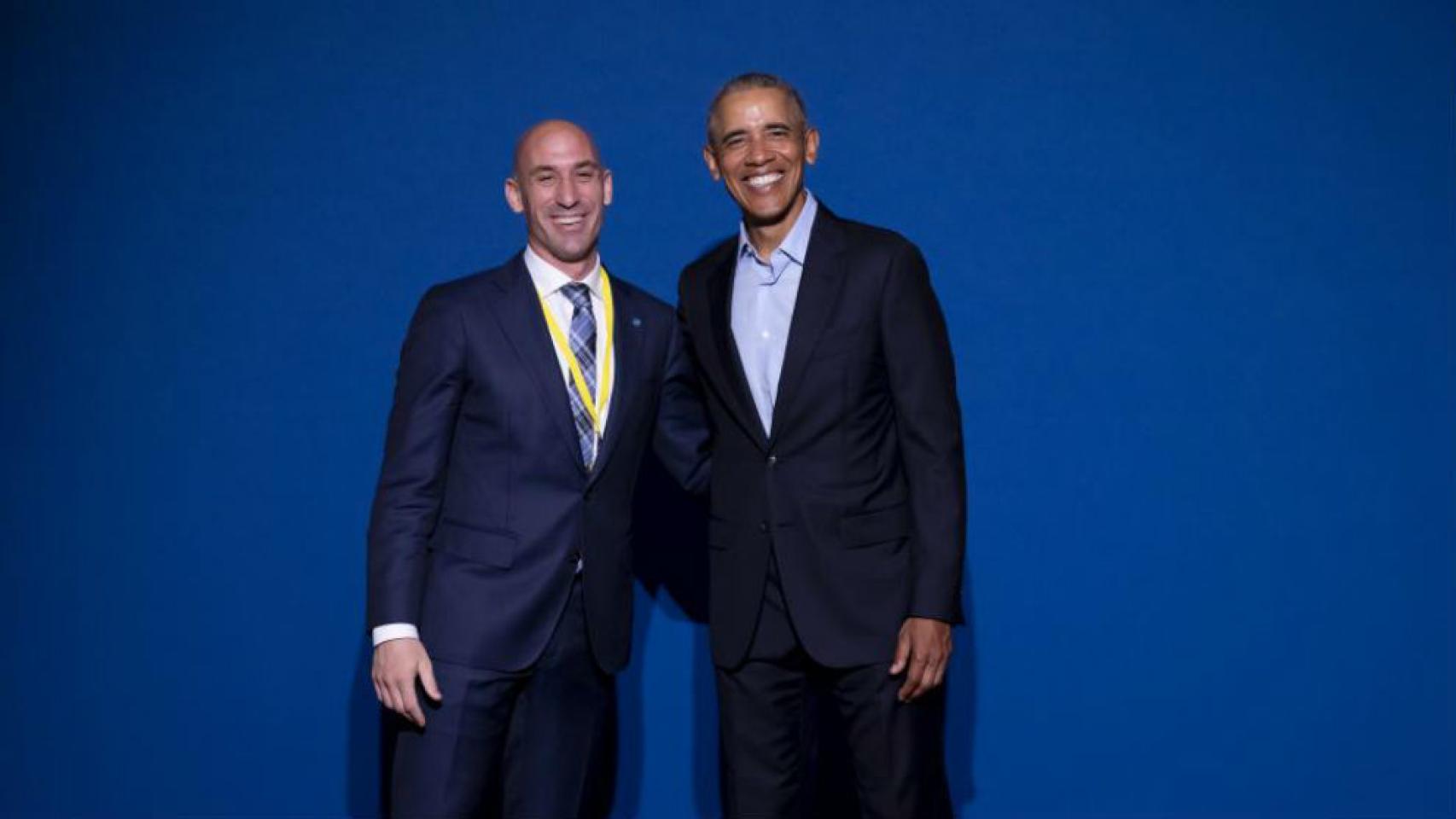 Luis Rubiales junto a Barack Obama.