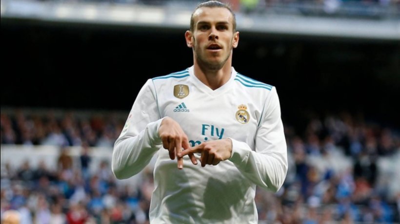 Gareth Bale celebra su gol en el Santiago Bernabéu