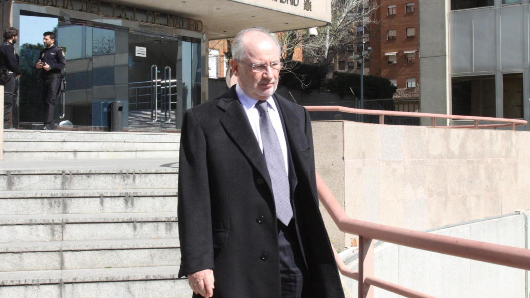 Rodrigo Rato, a la salida de una de sus declaraciones en la Audiencia de Madrid.