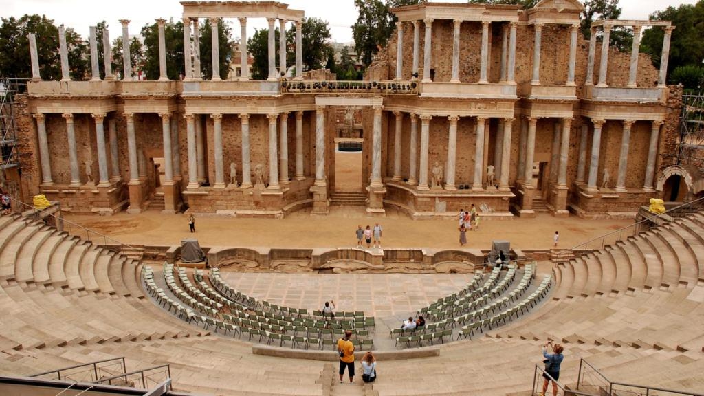 El teatro de Mérida, la tercera localidad más calurosa de España anoche.