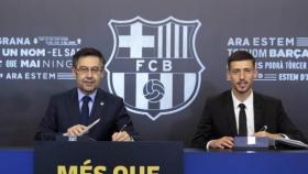 Lenglet, presentado con el Barça. Foto: Twitter (@fcbarcelona_es).