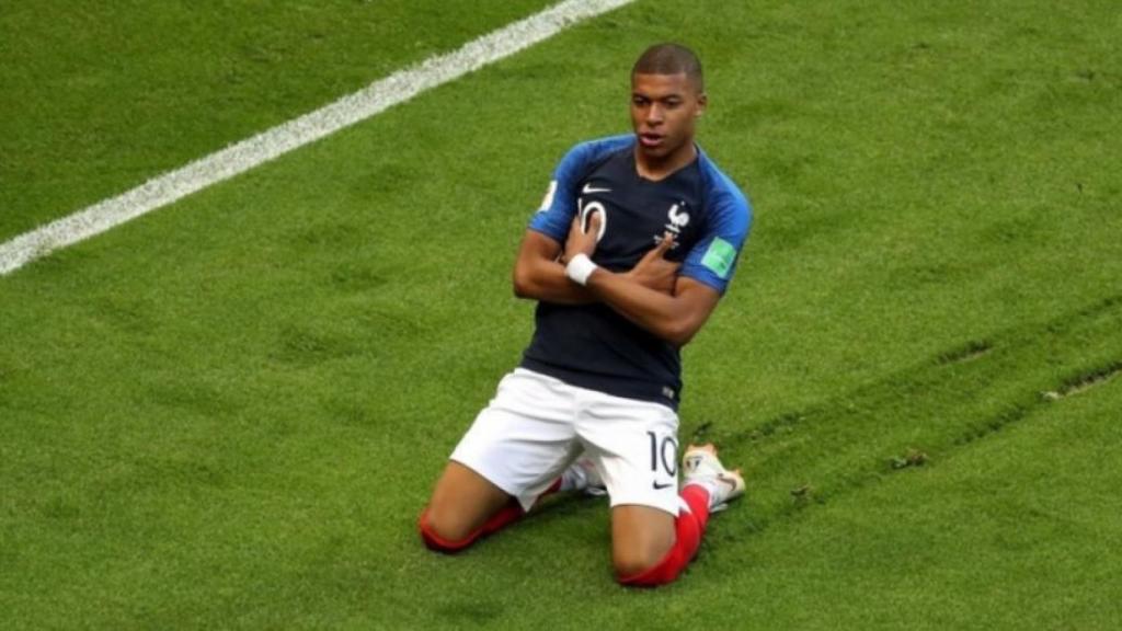 Mbappé, en la victoria de Francia ante Argentina en el Mundial. Foto: Twitter (@KMbappe)