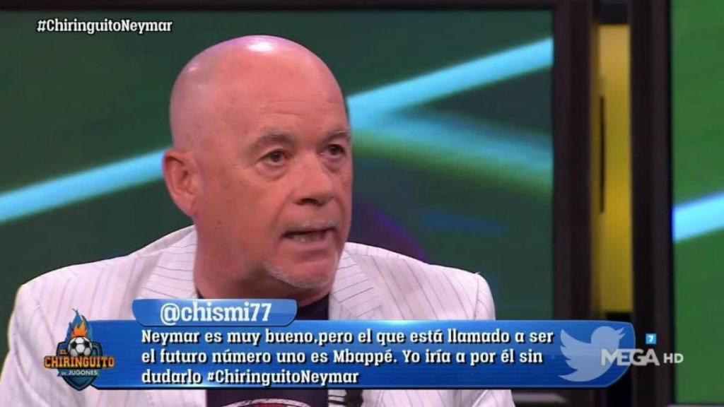 Alfredo Duro durante un debate en El Chiringuito. Foto: Twitter. (@elchiringuitotv)