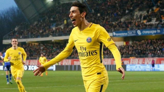 Di María en un partido con el PSG