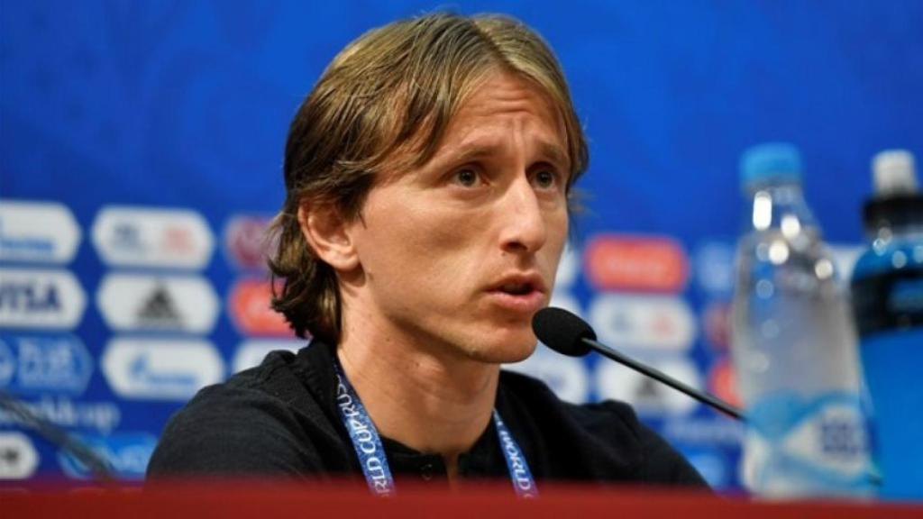 Luka Modric, en rueda de prensa con Croacia. Foto: hns-cff.hr