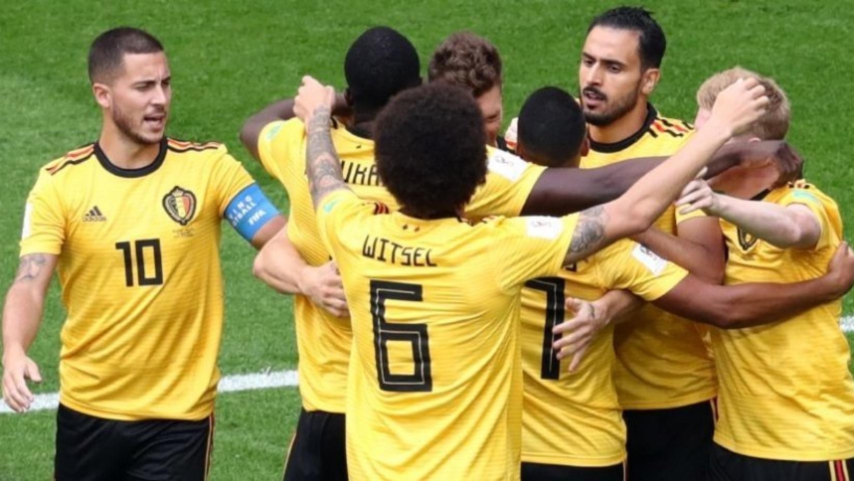 Bélgica celebra su gol ante Inglaterra