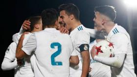 El Castilla celebra un gol