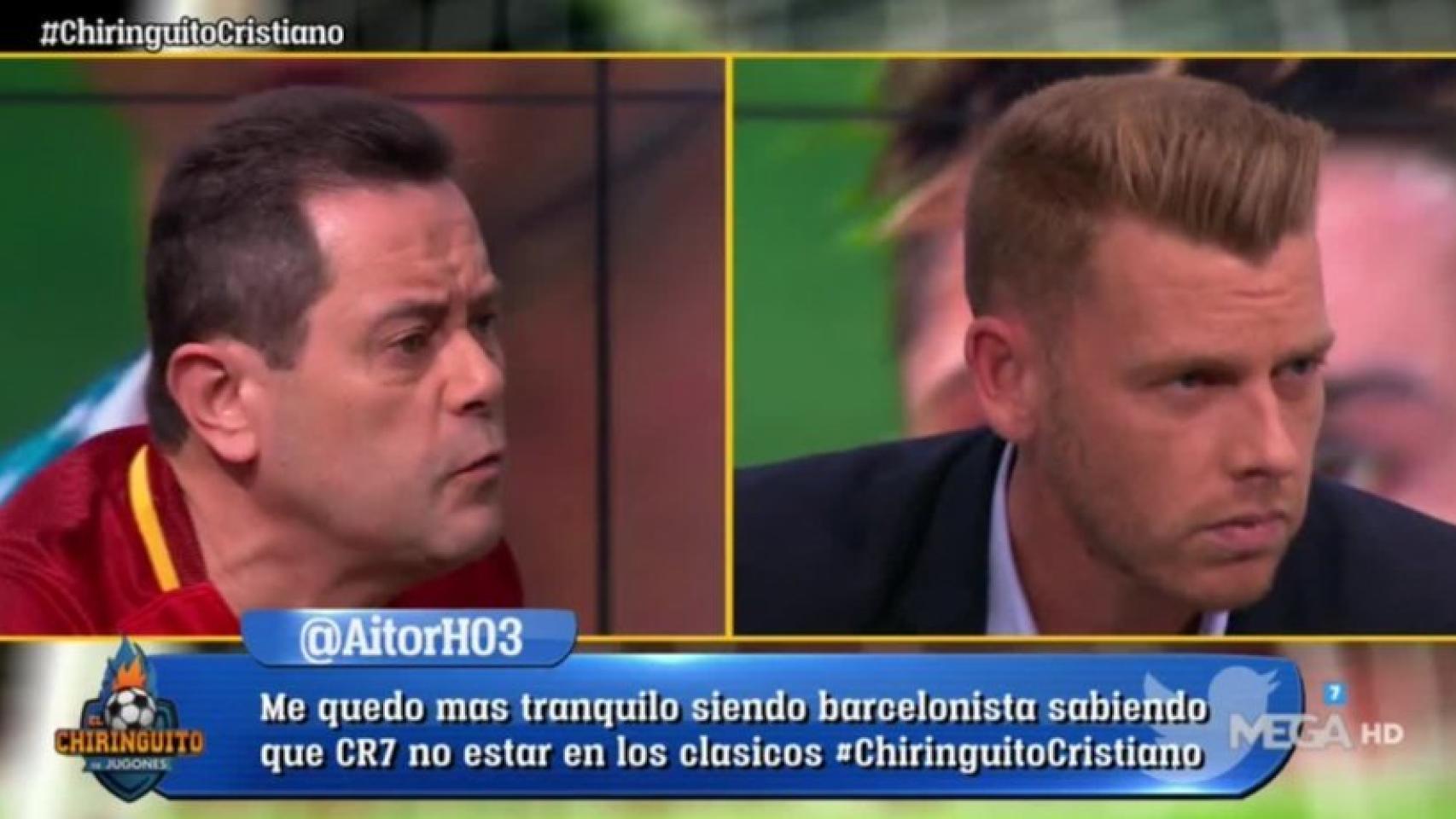 Tomás Roncero y Jota Jordi en El Chiringuito. Foto: Twitter (@elchiringuitotv)