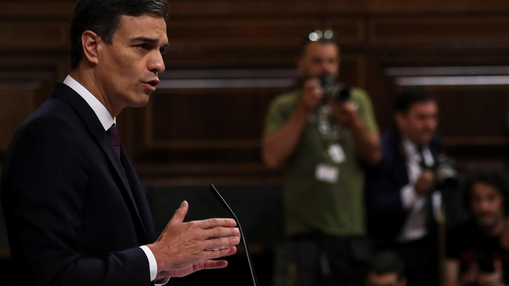 Pedro Sánchez este martes en el Congrso.