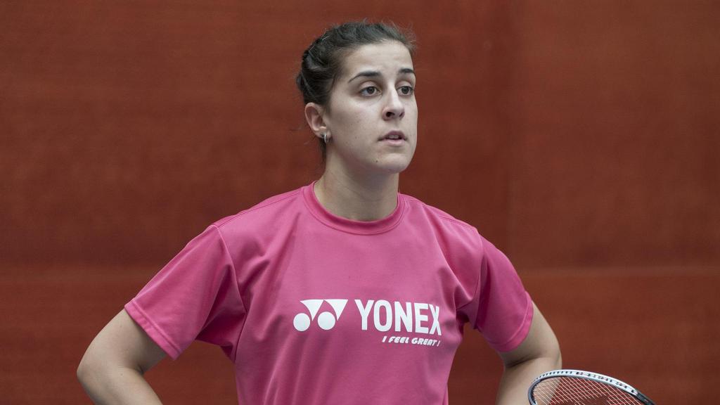 Carolina Marín, concentrada en el entrenamiento.