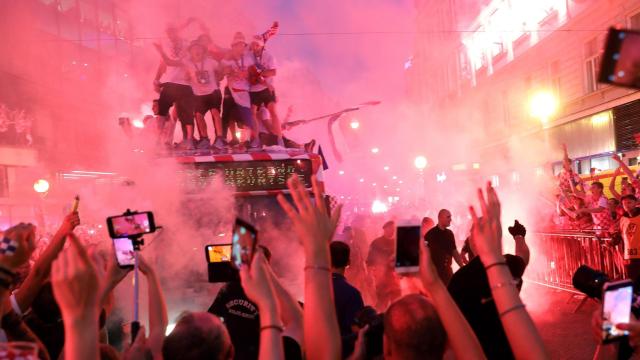 La selección de fútbol de Croacia recibida en Zagreb tras el Mundial de Rusia