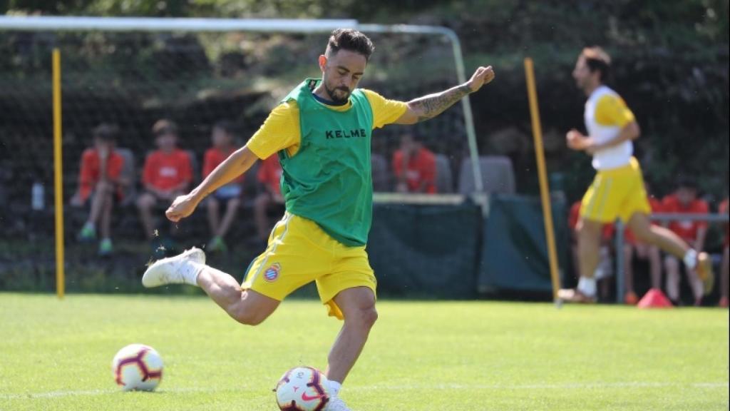 Sergio García, entrenando con el RCD Espanyol