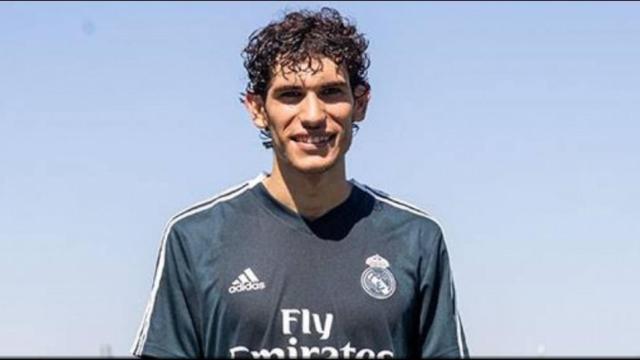 Vallejo tras el entrenamiento con el Real Madrid. Foto: realmadrid.com