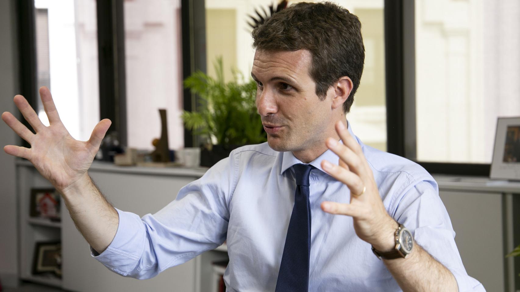 Pablo Casado, en un momento de la entrevista con EL ESPAÑOL.