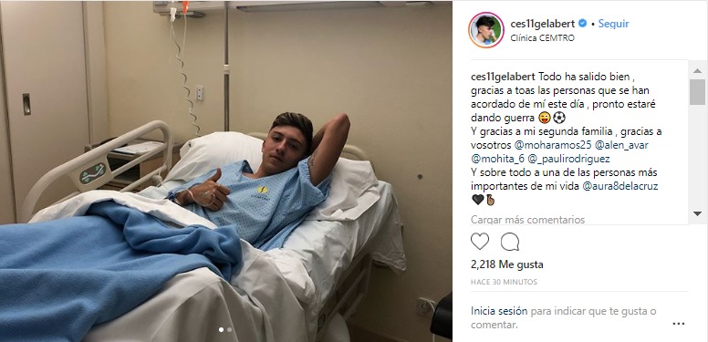 César Gelabert es intervenido con éxito. Foto: Instagram (@ces11gelabert)