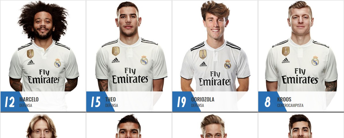 Odriozola ya luce junto a sus compañeros en la web. Foto: realmadrid.com