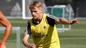 Odegaard, en un entrenamiento del Real Madrid