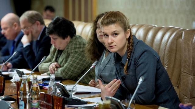 Maria Butina durante una reunión con un grupo de expertos del Gobierno ruso.