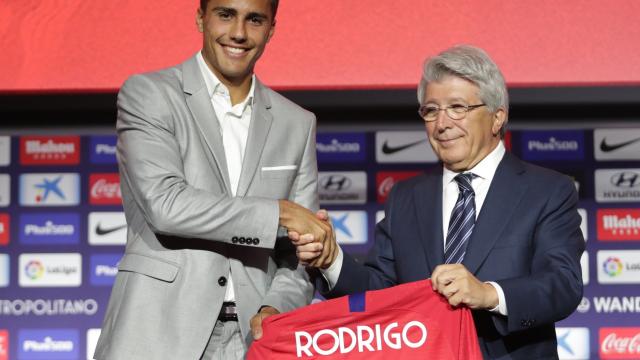 Rodrigo, durante su presentación con el Atlético de Madrid