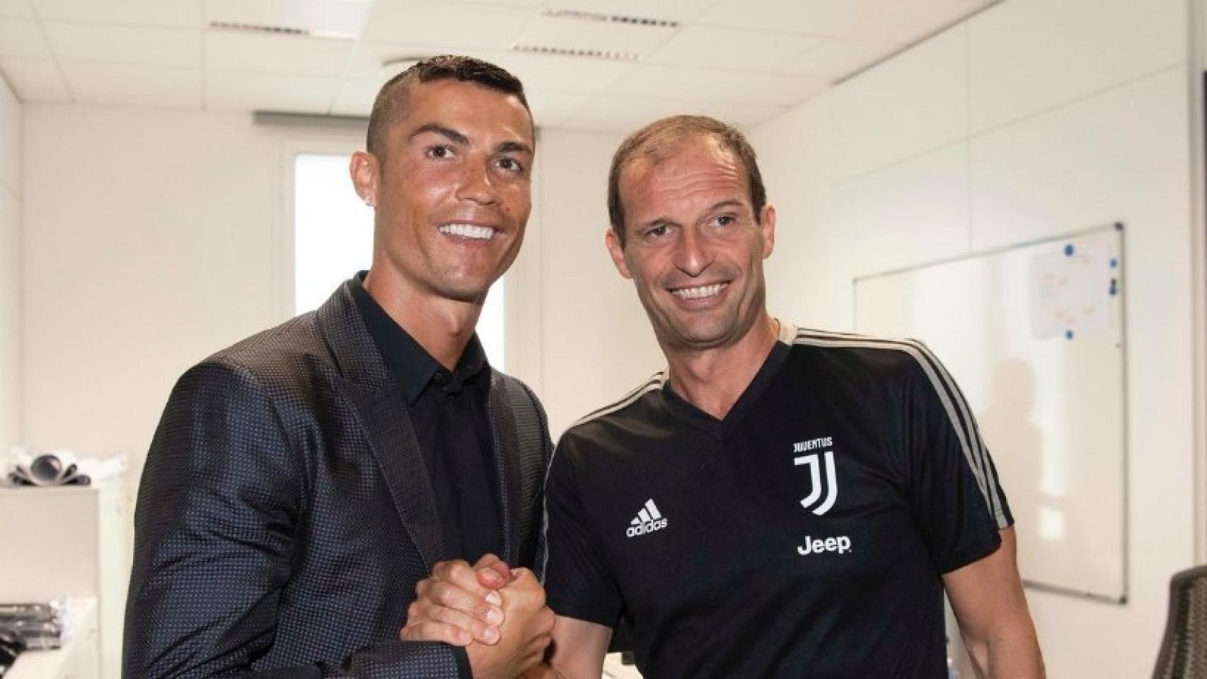 Cristiano Ronaldo y Massimiliano Allegri. Foto: Twitter (@juventusfc)