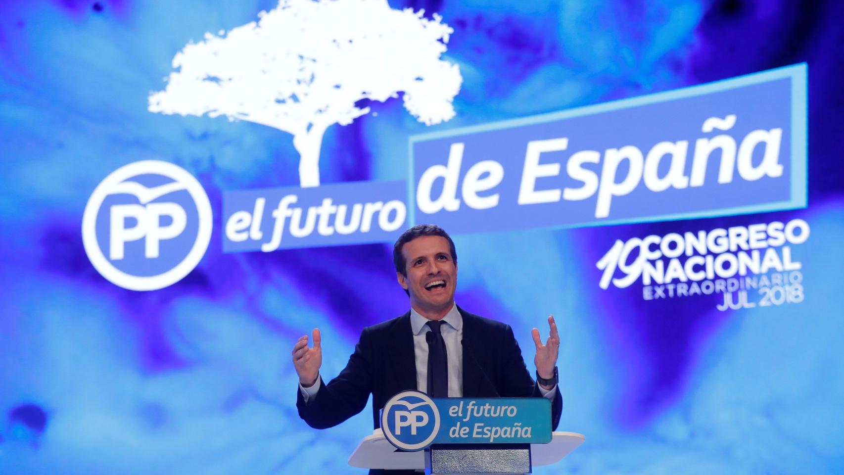 Pablo Casado durante su intervención ante el Congreso del PP.