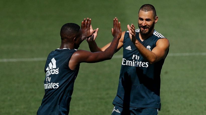 Vinicius y Benzema en el entrenamiento