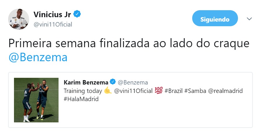 El intercambio de mensajes entre Vinicius y Benzema