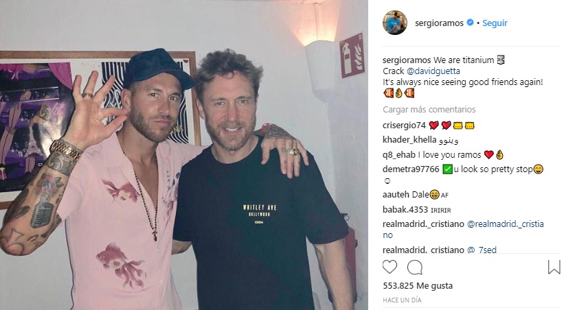 Sergio Ramos junto a David Guetta.Foto: Instagram (@sergioramos)