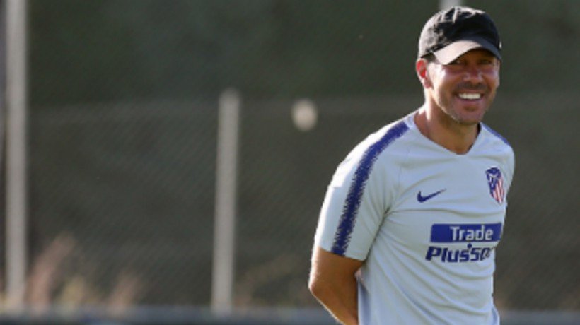 Simeone en un entrenamiento del Atlético de Madrid durante la pretemporada. Foto: atleticodemadrid.com