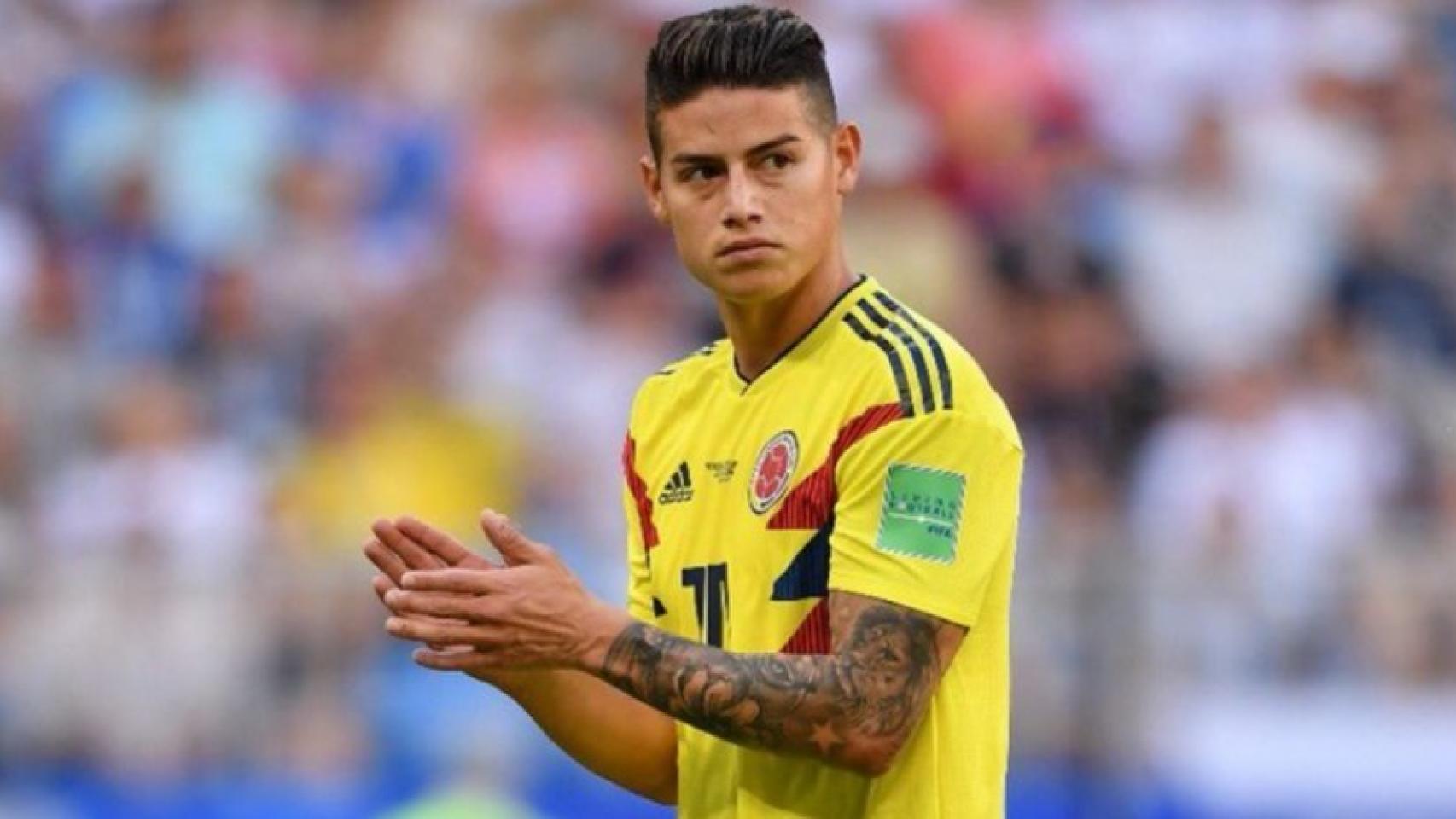 James, durante un partido con Colombia. foto: Twitter (@jamesdrodriguez)