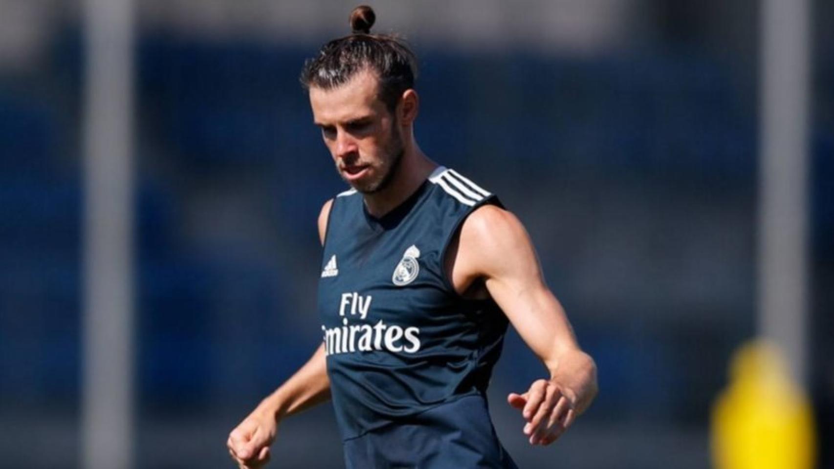 Bale, durante un entrenamiento del Madrid