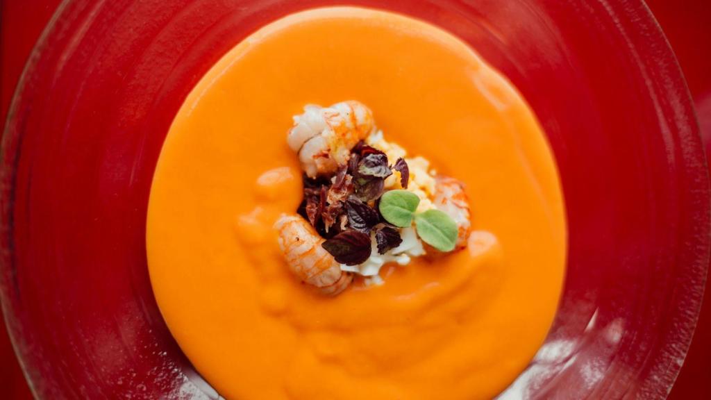 salmorejo con cigalas y picadillo de huevo y jamón ibérico_portada