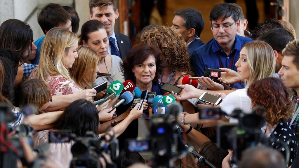 Carmen Calvo, en el Congreso de los Diputados, esta semana.