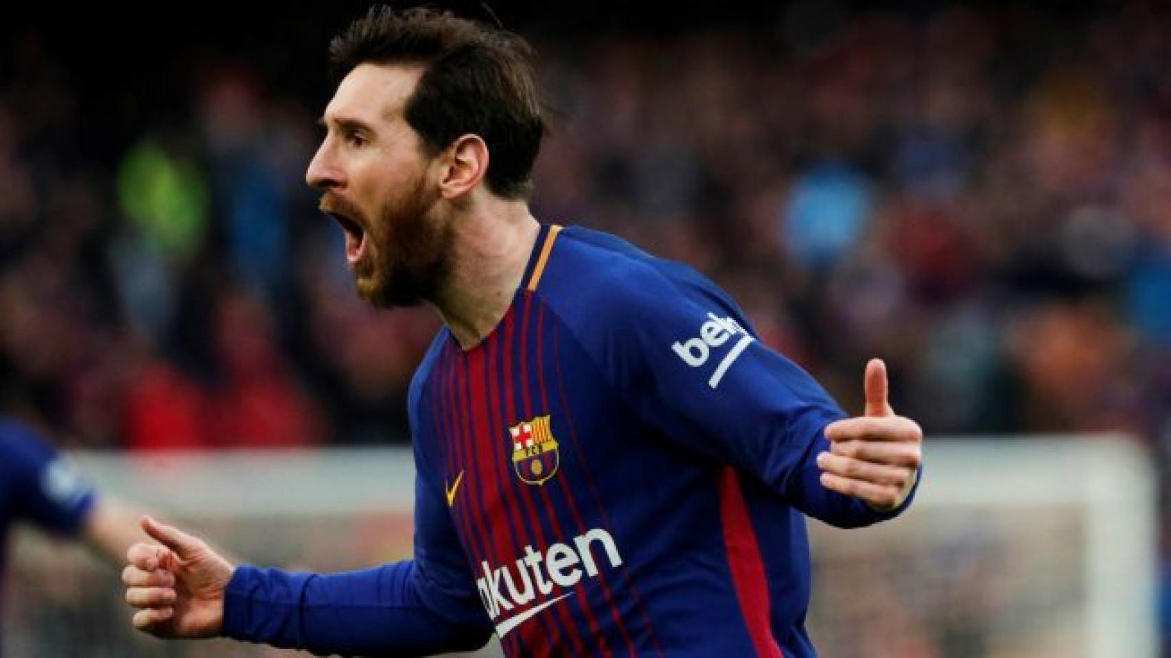 Messi celebra un gol durante la pasada temporada. Foto: EFE