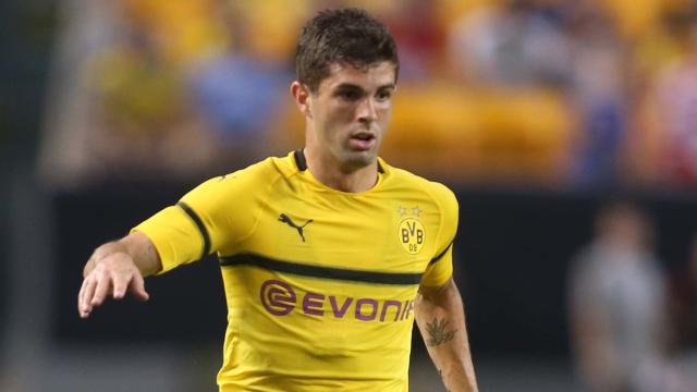 Pulisic en un partido del Borussia Dortmund ante el Benfica en la International Champions Cup