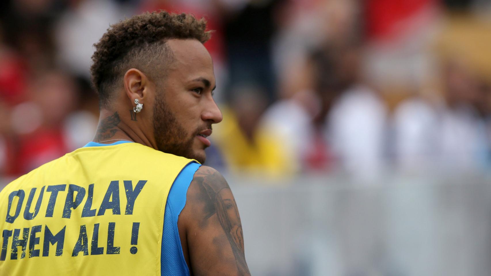Neymar durante un acto en Brasil