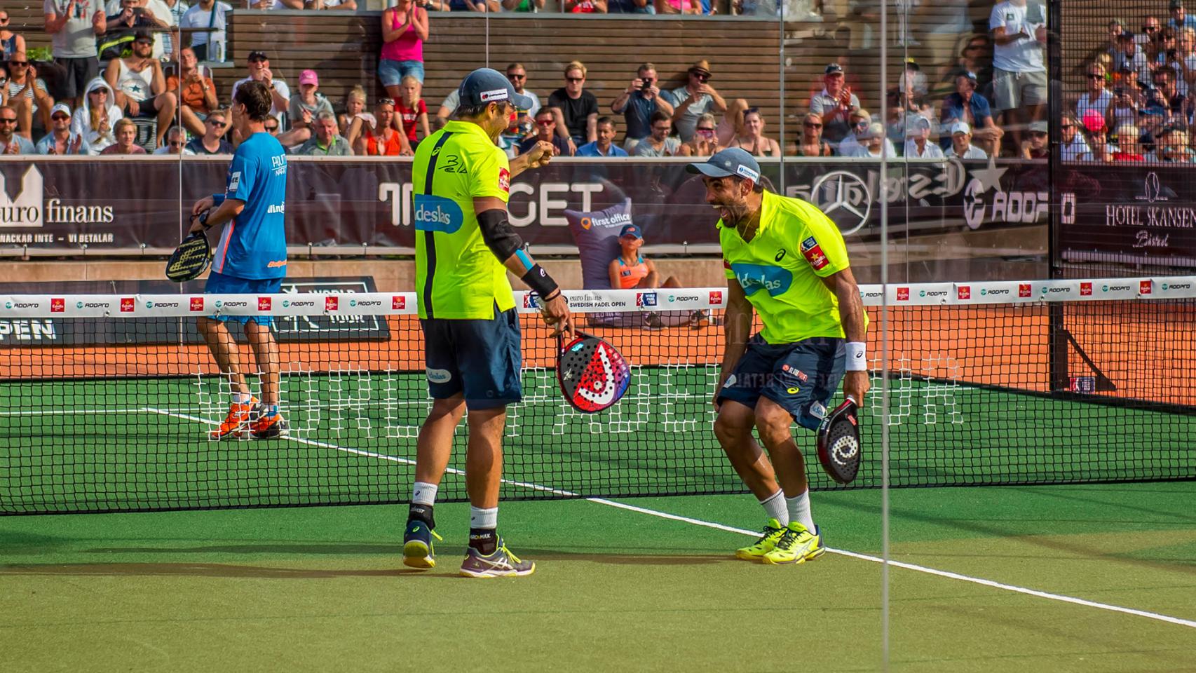 Fernando Belasteguín y Pablo Lima celebran la victoria en la final del Open de Suecia. Foto: worldpadeltour.com