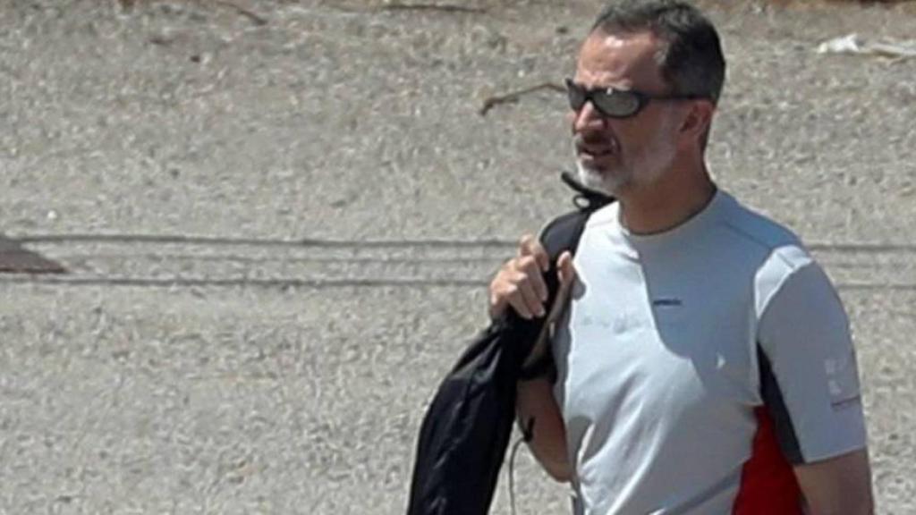 Felipe VI, esta tarde en mallorca durante un entrenamiento de la Copa del Rey de Vela.