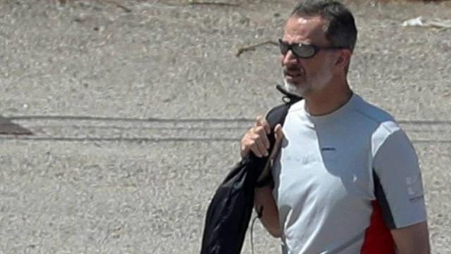 Felipe VI, esta tarde en mallorca durante un entrenamiento de la Copa del Rey de Vela.