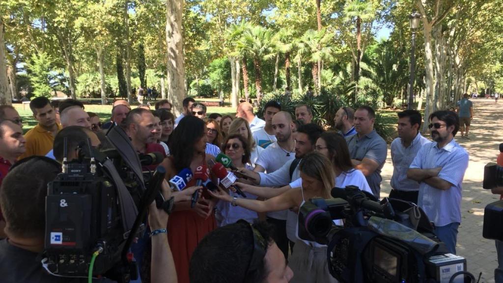 La portavoz de Cs en el Ayuntamiento de Madrid, Begoña Villacís, durante su comparecencia.