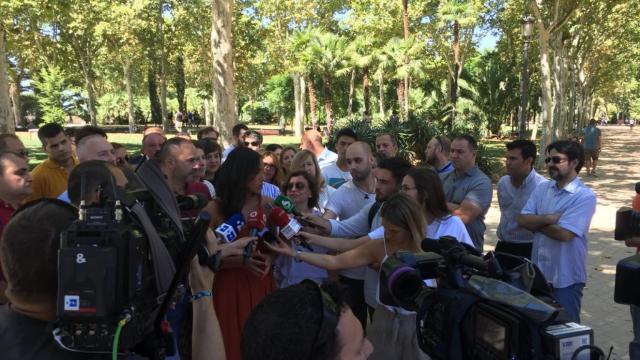 La portavoz de Cs en el Ayuntamiento de Madrid, Begoña Villacís, durante su comparecencia.