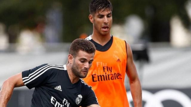 Asensio y Nacho, en un entrenamiento del Real Madrid