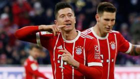 Lewandowski celebrando un gol con el Bayern Munich