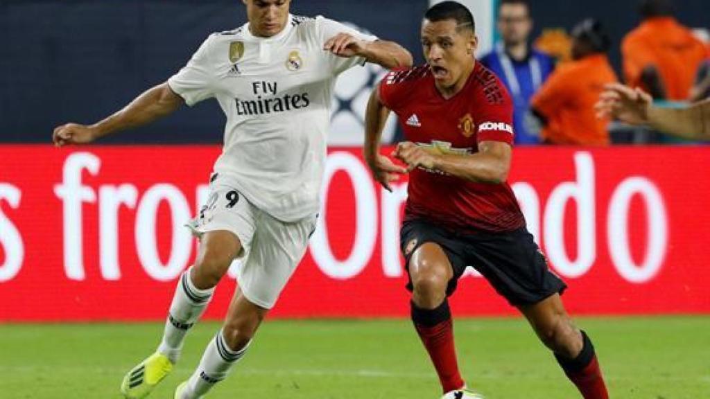 Sergio Reguilón, en el Manchester United - Real Madrid