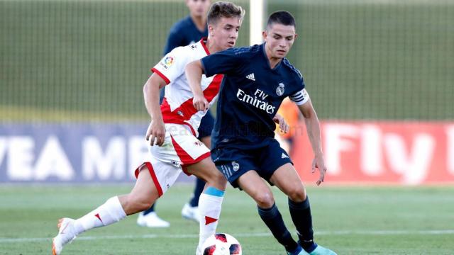 Fidalgo, durante un partido de pretemporada con el Castilla.